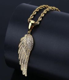 Fashion Women Jewelry Angel Wings Pendants Collier Gold Silver Color plaqué Iced Out Full Cz Stone Gift Idea3907238