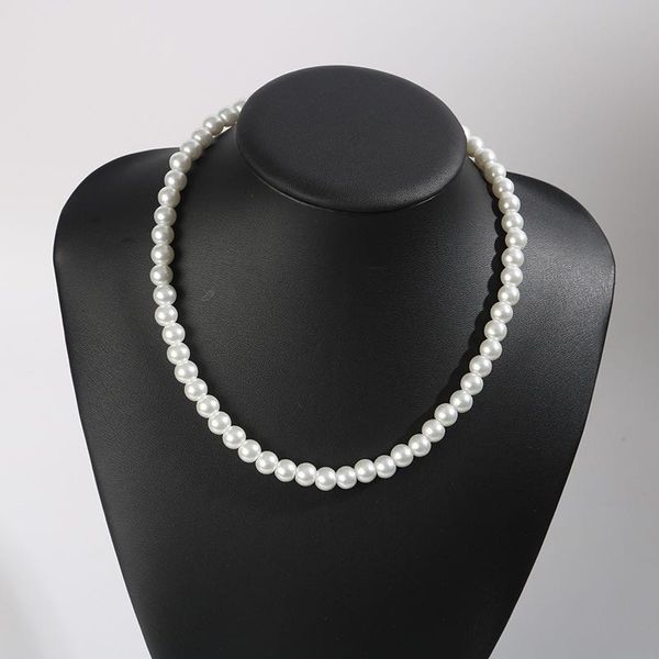 Mode femmes bijoux perles artificielles colliers collier de perles blanc pur fausse perle 5 couleurs