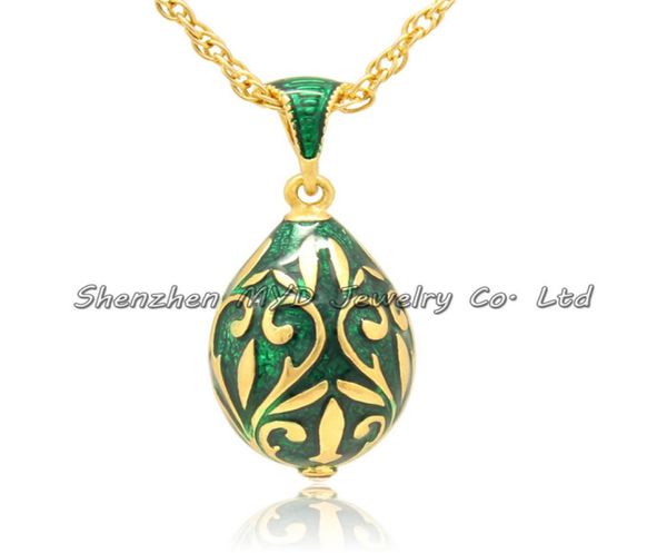 Joyas de la moda Joyería Real Gold Plated Mano esmaltado colgante de huevo Faberge Faberge Collar con cadena2862261