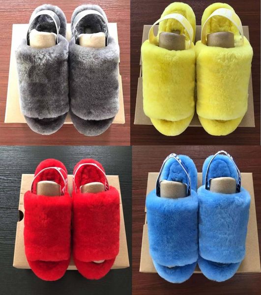 Fashion Women Kids Fur Slippers Boots Slides Winter Fluffy Furry Slipper Chaude confortable Fuzzy Girl Flip Flops Chaussures Ladies Luxur2182395