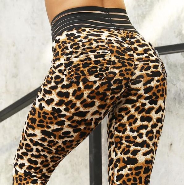 Fashion Women Lady Leopard Leggings Empuje hacia arriba de la cintura alta Pantalones Fitness Fitness Flinny Long pantalones Lápiz Femenino Leggings1165771