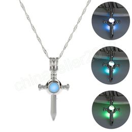 Collier croix lumineux pour femmes, pendentif Simple, brille dans la nuit, bijoux, cadeau de fête d'halloween