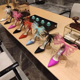 Mode femmes luxe Designer noir Sexy soie Satin talons hauts maille nœud gladiateur sandales fête de mariage exquis chaussures pour femmes