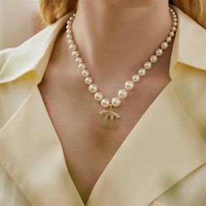 Moda mujer diseñador de lujo collar gargantilla colgante cadena cristal 18k chapado en oro latón cobre C-letra collares declaración Jewe244I