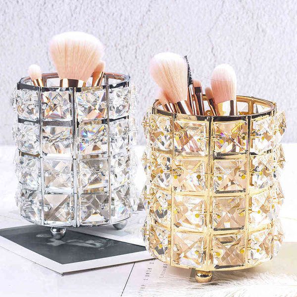 Mode femmes maquillage brosse outils support seau cosmétique stockage cristal boîte collecteur crayon Vase