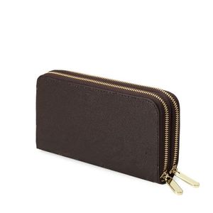 Moda Mujer Hombre Marrón Negro Blanco A cuadros Doble cremallera Cartera larga Firma Carta Carteras de Brown Monedero Titulares de tarjetas no wi2220