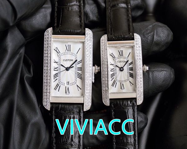 Mode Femmes Hommes géométrique rectangulaire Couple Montres Casual Quartz horloge Marque De Luxe En Acier Inoxydable Chiffres Romains Montre 24mm 20mm