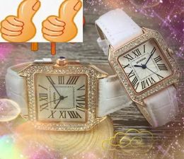 Fashion Women Men Kwarts Beweging Wachta 33 mm 27 mm Leather Belt Lady Rose Gold Silver Case Diamonds Ring Romein