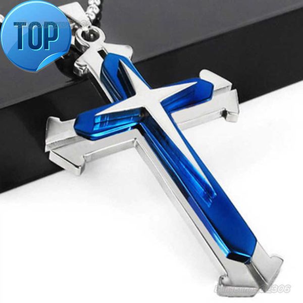 Moda mujer hombre acero Cruz colgantes collar cadena titanio joyería religiosa latina Navidad Punk clásico regalo Accesorios