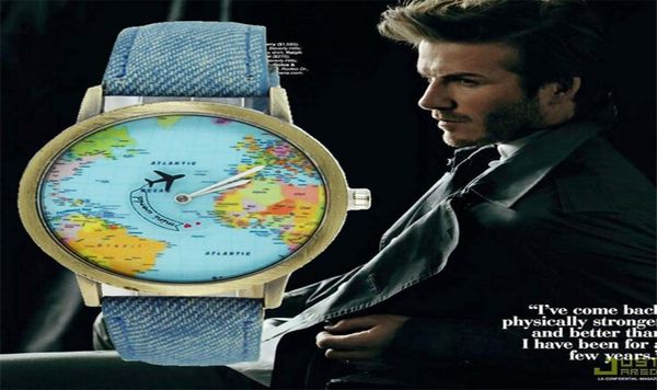 Fashion Women Men Unisexe Clock Vine Vine Mini Casual World Map Watches by Airplane Dial Quartz Quartz Wrist Watch Plane Quartz Watch8167657