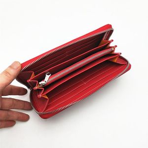 Fashion Women Men Men Handlet Classic Organisator Long Zipper Wallets Caated Canvas met echt leer in koppelingsporta met Box292W