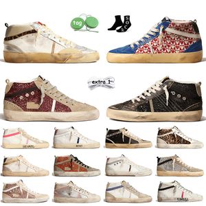 Mode Dames Heren Designer Casual Schoenen Mid Star Wit Zwart Zilver glitter roze suède canvas Sneakers Vintage Italië Merk Handgemaakte Platform Trainers