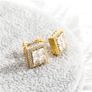 Moda mujer hombre Stud pendientes cuadrado CZ piedra tornillo trasero Stud pendientes Bling Rock Punk regalo de boda para amigos