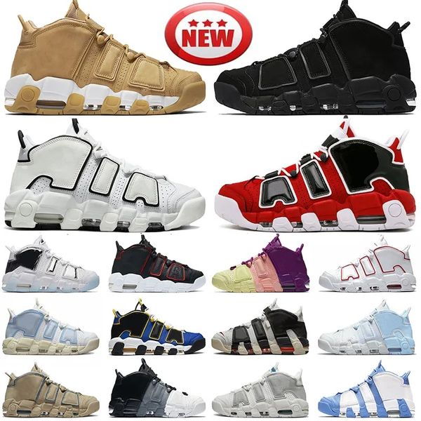 Mode Femmes Hommes Uptempos 96 Scottie Pippen Chaussures de basket-ball Plus 96 Black Bulls Hoops Pack Blanc Varsity Rouge Premium Blé Phantom Sand Drift Baskets Baskets