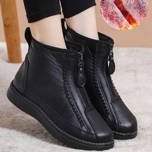 Fashion Women Mother's 590 Warm Boots Ankle Winter Flat-Bottom Comfortabel Non Slip Front ritssluiting vrouwelijk schoenen 230923 866 489