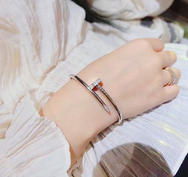 Fashion Women Nail Bracelet Charm Bangle 18k Gold Girl Boys Valentine039s Day Wedding Love Gift 316L Bijoux en acier inoxydable FA3547245