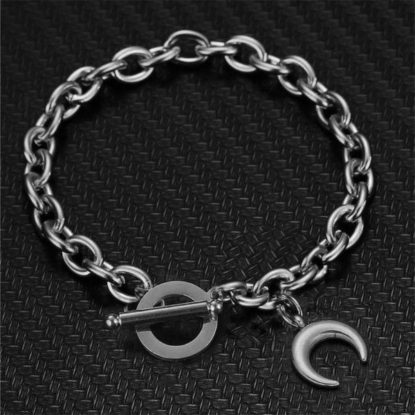 Bijoux de fête pour femmes, Punk doré, pendentif lune, Bracelets en acier inoxydable, pour filles, cadeau de mariage, breloque