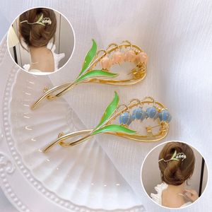 Fashion Women Retro Leaf Barrettes Oude stijl Alloy Hairpin Girls Folwer Hair Clip Pearl Hair Accessoires