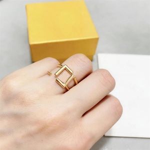 Moda mujer anillo joyería de diseñador anillos de oro simples para mujer letra de lujo F anillos diseñadores fiesta dama ornamento con caja 220415275T