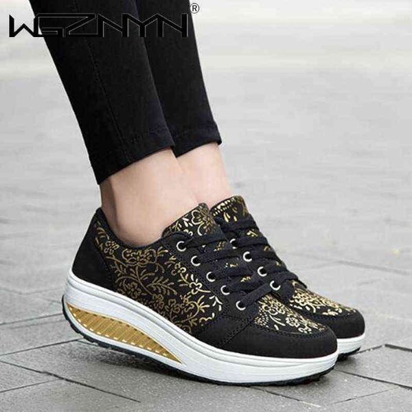 Mode femmes chaussures à bascule plate-forme imperméable chaussures de Sport femme Wedge baskets hauteur augmentant Swing chaussures Zapatos De Mujer G220629