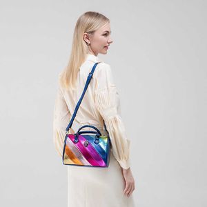 Mode dames tas kleur botsing splitsen regenboog tote schouder crossbody tas adelaar hoofdzak 041424-1111