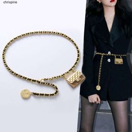 Cinturón de mujer a la moda, cinturones de cadena larga dorada de diseñador de lujo para mujer, cinturón Punk gótico, corsé de Metal pesado, accesorio Y2K