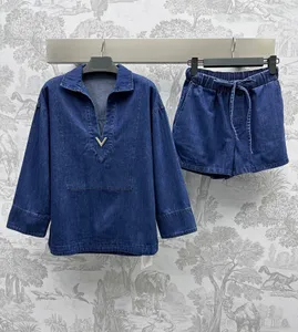 Fashion Women's Blue Denim Shorts de créateurs Summer Tops et Shorts élégants à taille haute