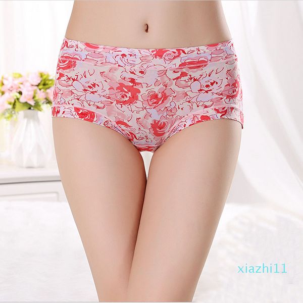 Mode-culottes pour femmes lingeries modal fleur impression sous-vêtements taille haute femmes culottes solides culottes mignonnes culotte respirante sans couture