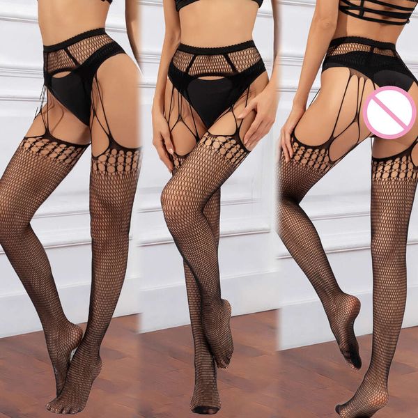 Fashion Women's Fishnet Stockings Vêtements sexy ouverts-escarots collants érotiques Mesh Hollow Out Transparent collants de jambe élastique sexy