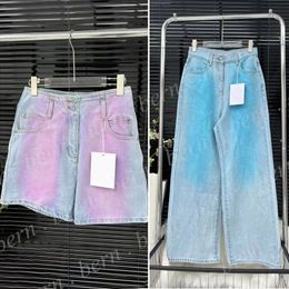 Mode femmes jean Denim Shorts bleu clair dégradé couleur femmes pantalons longs