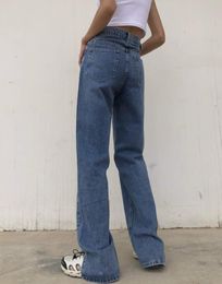 Jeans de la moda Pantalones de jeans jeans jean holgados de la cintura alta de la cintura de la altura de la moda