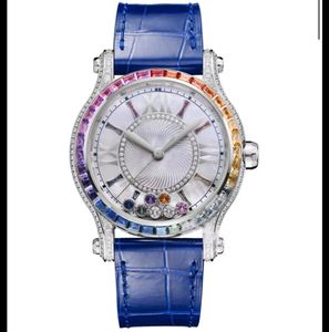 Reloj mecánico de moda para mujer Caja de acero plateado 2892 Súper movimiento dial color diamante 36 mm interior siete diamantes clásico popular impermeable reloj casual