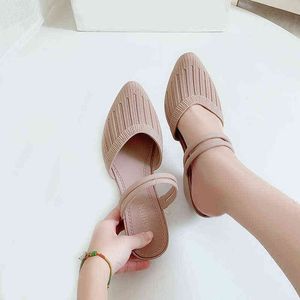 Sandalias de mujer de moda 2021 mulas zapatillas para zapatos de playa Cerrar dedo del `Tacones de mujer Tacones de tirantes zapatos para mujer Sandalias de plástico G0209