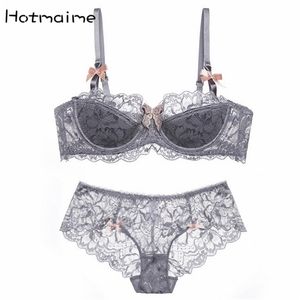 Fashion Women S Sexy Lace Bra Set Deep V Neck Push Up Dunne Bra MM Plus Size Underwear Set LJ200814