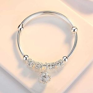 Mode Dames Verzilverd Holle Bal Charm Bangle Armband Sieraden Gift Boheemse Q0719