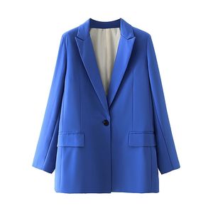 Blazer de couleur unie de mode femme automne décontracté lâche manches longues dames veste costume de bureau femme 210527