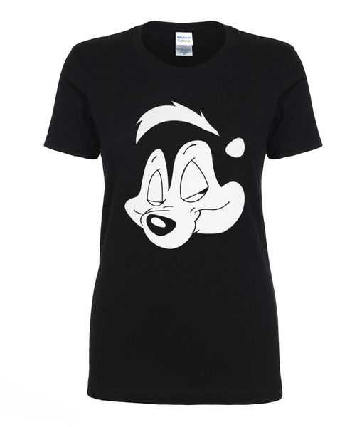 Camiseta de moda para mujer, camiseta de dibujos animados de Pepe Le Pew con estampado de párrafo Kawaii para mujer, camiseta de verano 2017 para mujer, camisetas de algodón de alta calidad