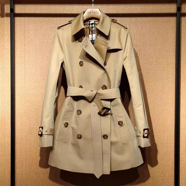 Trench-coat pour femme à la mode, style à carreaux de luxe européen et américain, coutures à la mode, faux trench-coat midi pour femme ample, taille asiatique S-2XLrBRR