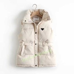 Mode femmes gilet automne et hiver col montant longue sans manches vers le bas coton veste grande taille manteau coupe-vent et chaud