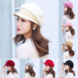 Mode femmes chaud solide épaissir doux laine chapeau tricot coupe-vent casquette bérets réglable décontracté fonctionnalité mode chapeau