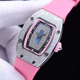 Match féminin de mode 31 mm Sapphire Miroir Automatique Mouvement mécanique Diamond Classic Wine Barrel Luxury Watch Rubber Strap Athletic Personality luxueux aaa