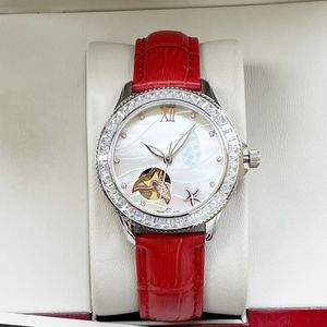 Mode dameshorloge 34 mm 316 roestvrijstalen kast keramische riem mechanische beweging saffier kristallen spiegel anti-krat diamant designer horloges