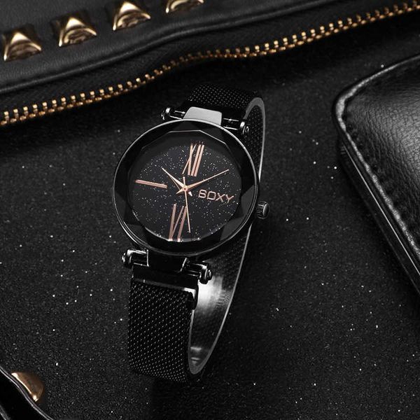 Montre de luxe pour femmes, montre-Bracelet magnétique étoilé, horloge à Quartz, décontractée, nouvelle collection 2022