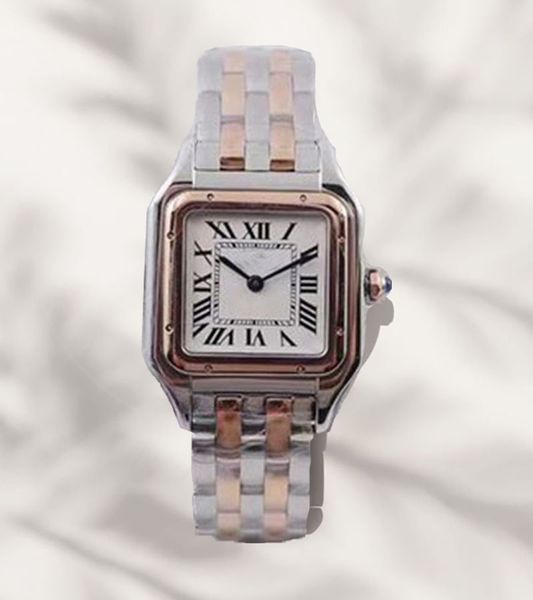 Reloj de mujer de moda, reloj romano cuadrado, reloj de diseño, movimiento de cuarzo, reloj de pulsera para mujer, esfera de acero inoxidable de alta calidad, oro rosa, plata, cristal de zafiro