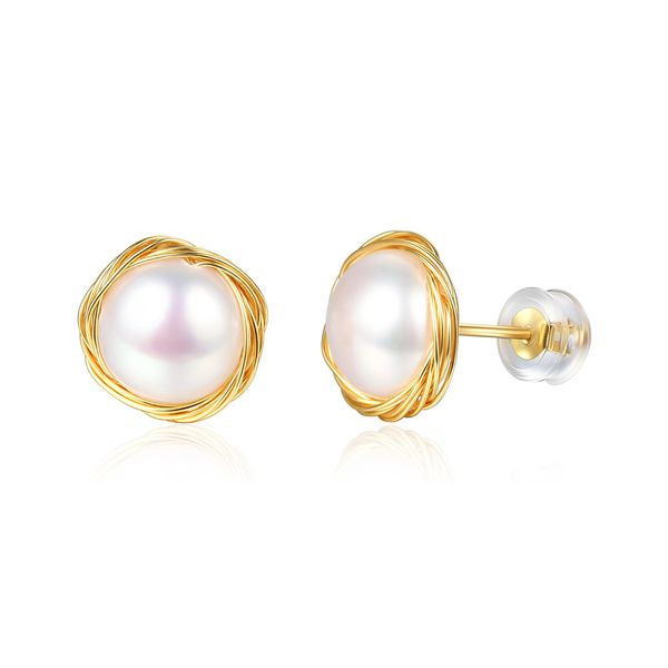 S925 Sterling Needle Pearl Stud Pendientes Nuevo estilo Moda Mujer 18k Pendientes chapados en oro Joyería al por mayor