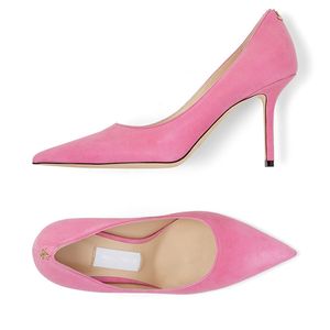 Mode Dames Sandalen London Love 85 mm Pumps Klassiek In Roze Zwart Suede Hoge Hakken Italië Mooie Puntige Neus Badge Ontwerper Luxe Avondjurk Sandaal Box EU 35-43