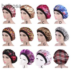 Mode femmes Satin nuit bonnet de sommeil bonnets de douche cheveux Bonnet chapeau soie tête couverture large réglable bande élastique