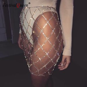 Mode Vrouwen Sequin Crystal Rok Hollow Out Wrap Lovertjes Strandketting Cover Up Badmode Rok Mesh Rok CX220330