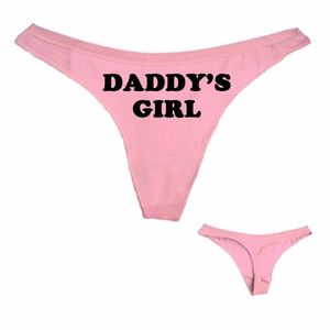 Las mujeres de la moda Sexy Seamless Thong ropa interior DADDY S GIRL Print Funny T Bragas G String cintura baja LJ200822