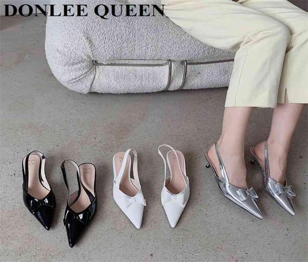 Fashion Women Chaussures Slingback chaton talons sandales élégantes dames troupeaux de fête de fête de bureau glissé sur les mmules pointues Mujer 2106199873420